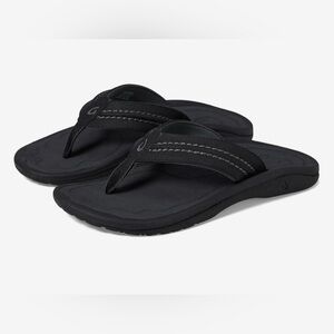 OluKai Hokua men’s beach sandals flip flops black sz 11